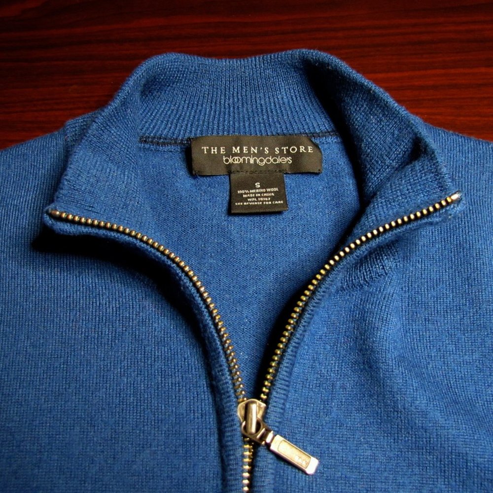 Bloomingdale's The Men's Store 100% Merino Wool 1/4 Zip Pullover Sweater
